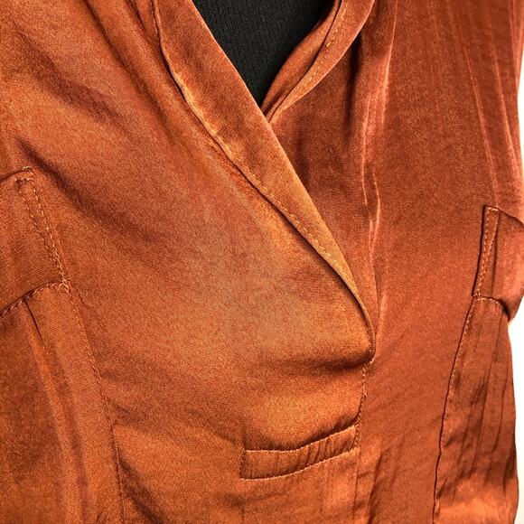 Free People Starry Dreams burnt orange silky v neck tunic top size Medium - Picture 7 of 16